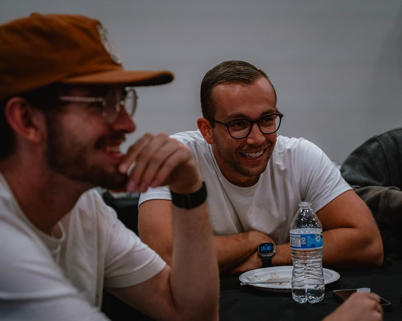 Students laughing together over breakfast at Preview Day